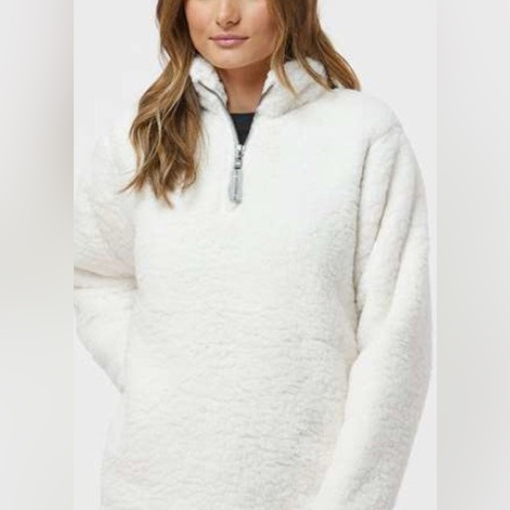 American Eagle Outfitters Cream sherpa pull over Jacket. 1/4 zip. Women size L